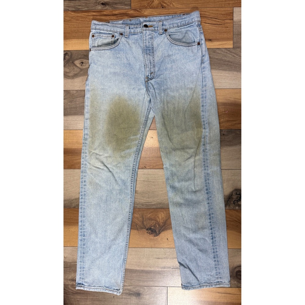 Levis 505 Jeans Mens 34x32 Light Wash Fair Vintage Made in USA 90s Straight Leg